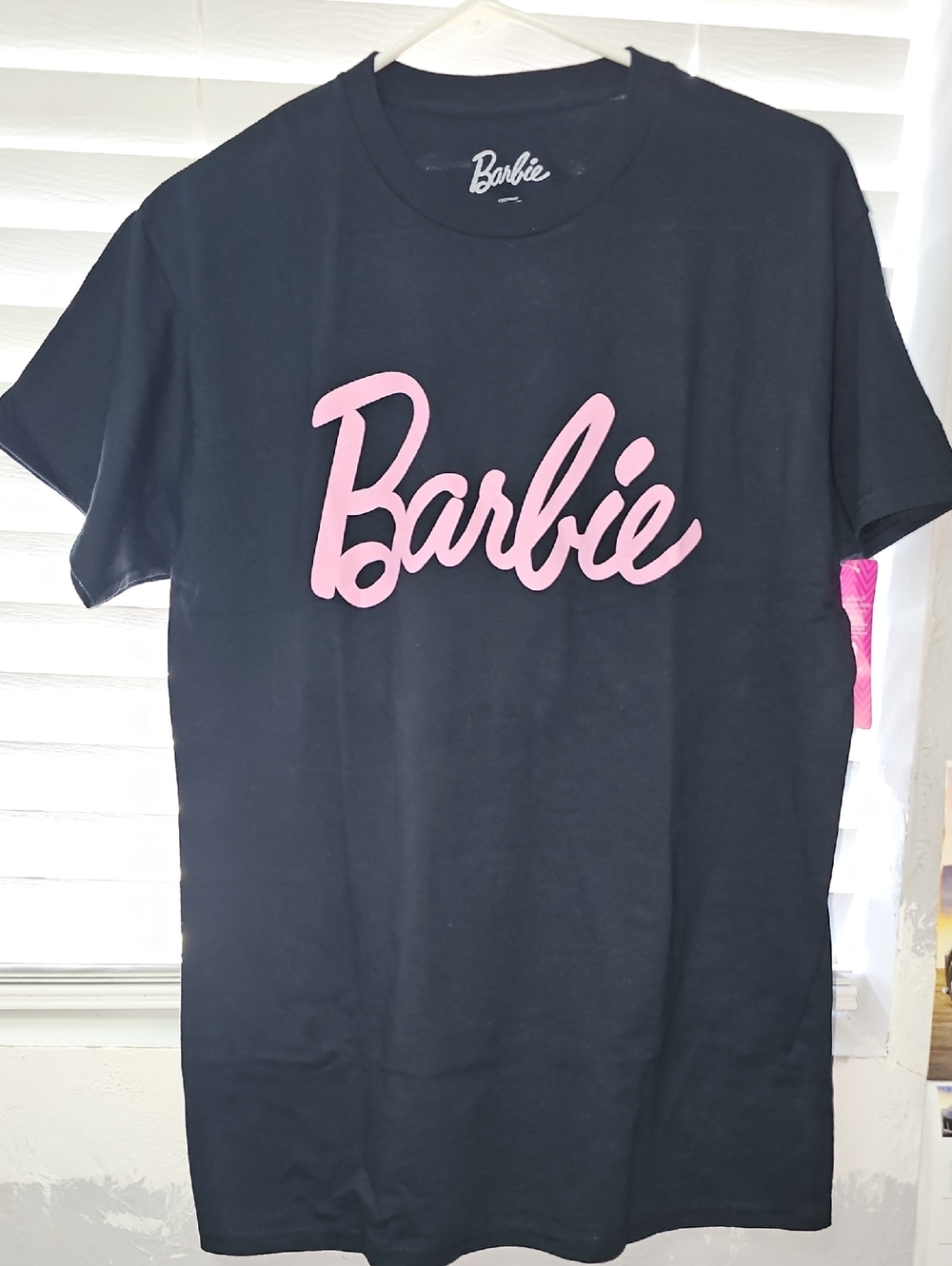 Barbie Black T-Shirt with Pink Script Logo